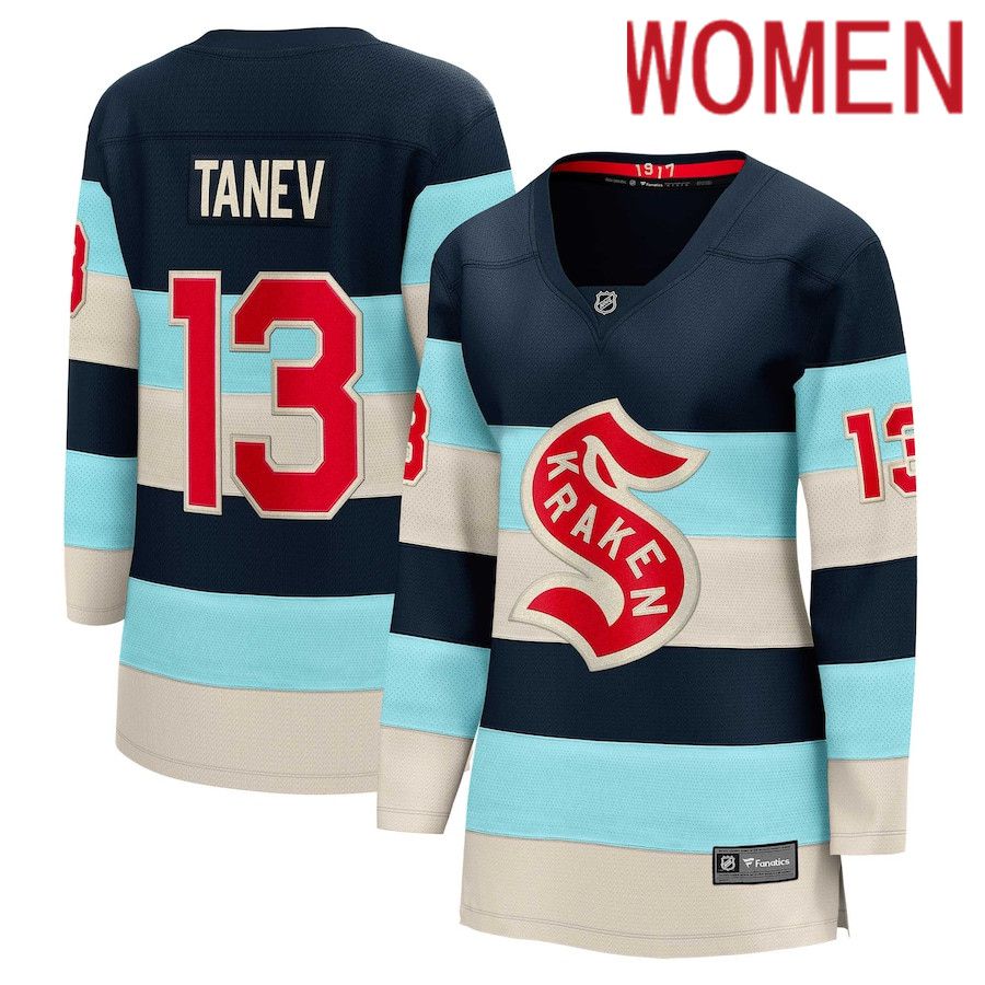 Women Seattle Kraken #13 Brandon Tanev Fanatics Branded Deep Sea Blue 2024 NHL Winter Classic Breakaway Player Jersey